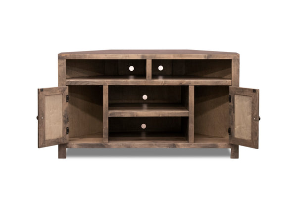 Legends Furniture Bridgevine Home Joshua Creek 52 Inch Corner Tv Stand For Tvs Up To 55 Inches, No Assembly Required, Barnwood Finish Aged Whiskey, Brown Knotty Alder Solids And Veneers Jc1213.Bnw