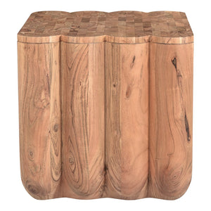 Moe's Home Punyo Accent Table - Unique Acacia Wood Design With Eye-catching Patterned Top And Seam Detail Brown Acacia Wood Jd-1047-03