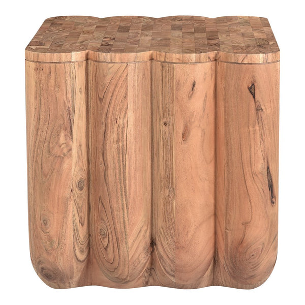 Moe's Home Punyo Accent Table - Unique Acacia Wood Design With Eye-catching Patterned Top And Seam Detail Brown Acacia Wood Jd-1047-03