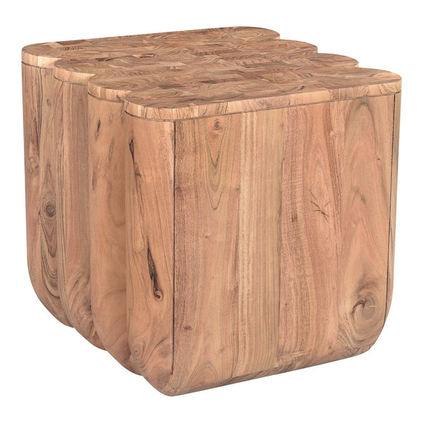 Moe's Home Punyo Accent Table - Unique Acacia Wood Design With Eye-catching Patterned Top And Seam Detail Brown Acacia Wood Jd-1047-03