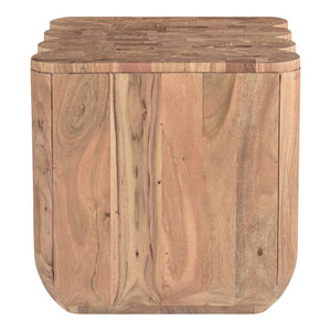 Moe's Home Punyo Accent Table - Unique Acacia Wood Design With Eye-catching Patterned Top And Seam Detail Brown Acacia Wood Jd-1047-03