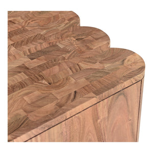 Moe's Home Punyo Accent Table - Unique Acacia Wood Design With Eye-catching Patterned Top And Seam Detail Brown Acacia Wood Jd-1047-03