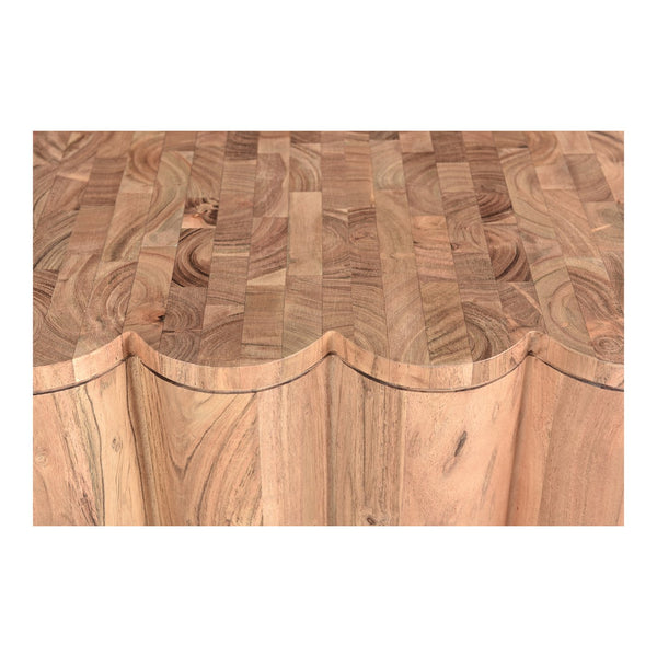 Moe's Home Punyo Accent Table - Unique Acacia Wood Design With Eye-catching Patterned Top And Seam Detail Brown Acacia Wood Jd-1047-03