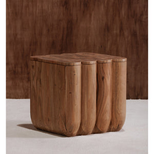 Moe's Home Punyo Accent Table - Unique Acacia Wood Design With Eye-catching Patterned Top And Seam Detail Brown Acacia Wood Jd-1047-03