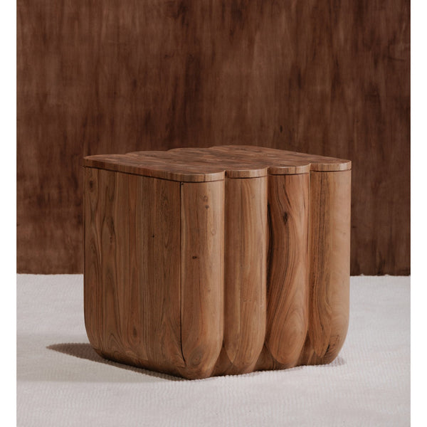 Moe's Home Punyo Accent Table - Unique Acacia Wood Design With Eye-catching Patterned Top And Seam Detail Brown Acacia Wood Jd-1047-03
