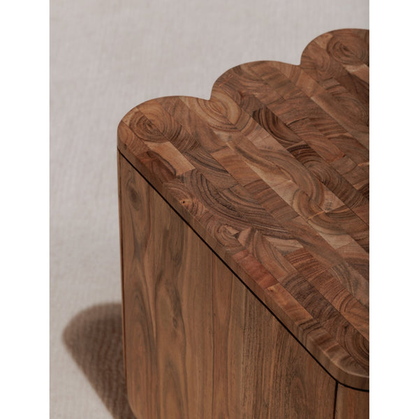 Moe's Home Punyo Accent Table - Unique Acacia Wood Design With Eye-catching Patterned Top And Seam Detail Brown Acacia Wood Jd-1047-03