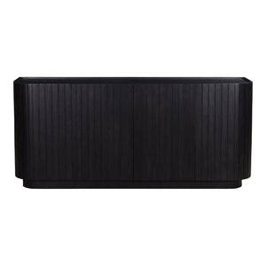 Moe's Home Povera 4 Door Sideboard - Elegant Acacia Wood Storage Solution With Contemporary Design Elements Black Solid Acacia Wood,Mdf Back Jd-1050-02