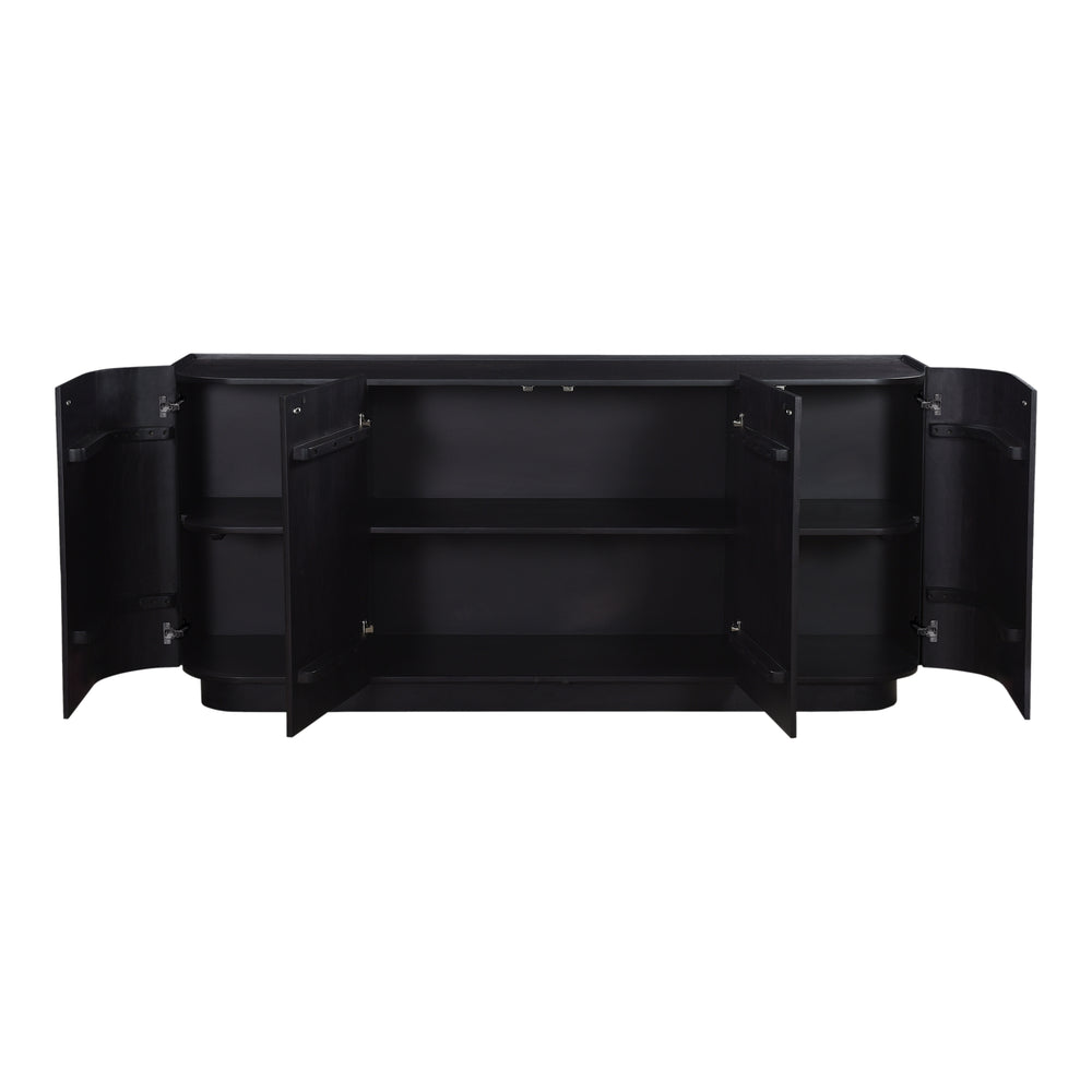 Moe's Home Povera 4 Door Sideboard - Elegant Acacia Wood Storage Solution With Contemporary Design Elements Black Solid Acacia Wood,Mdf Back Jd-1050-02