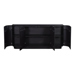Moe's Home Povera 4 Door Sideboard - Elegant Acacia Wood Storage Solution With Contemporary Design Elements Black Solid Acacia Wood,Mdf Back Jd-1050-02