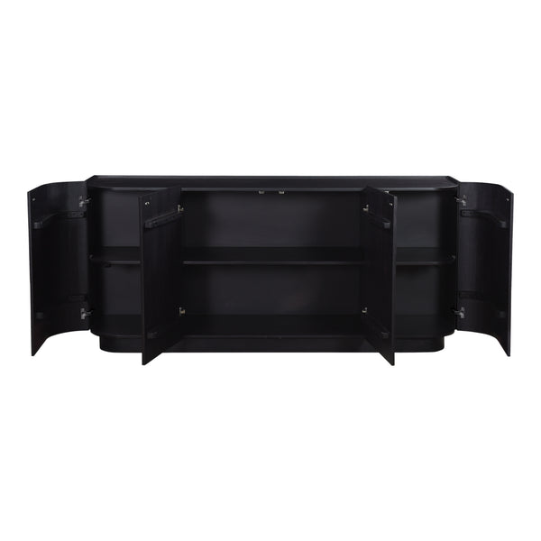 Moe's Home Povera 4 Door Sideboard - Elegant Acacia Wood Storage Solution With Contemporary Design Elements Black Solid Acacia Wood,Mdf Back Jd-1050-02