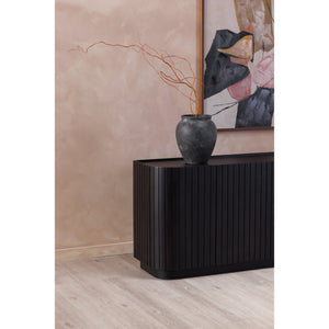Moe's Home Povera 4 Door Sideboard - Elegant Acacia Wood Storage Solution With Contemporary Design Elements Black Solid Acacia Wood,Mdf Back Jd-1050-02
