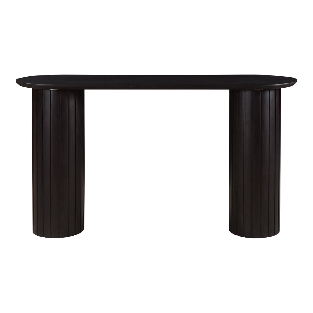 Moe's Home Povera Console Table – Elegant Solid Acacia Wood With Ribbed Pillars For Your Entryway Or Living Room Black Solid Acacia Wood Jd-1052-02-0