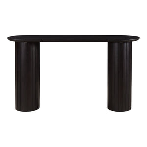 Moe's Home Povera Console Table – Elegant Solid Acacia Wood With Ribbed Pillars For Your Entryway Or Living Room Black Solid Acacia Wood Jd-1052-02-0