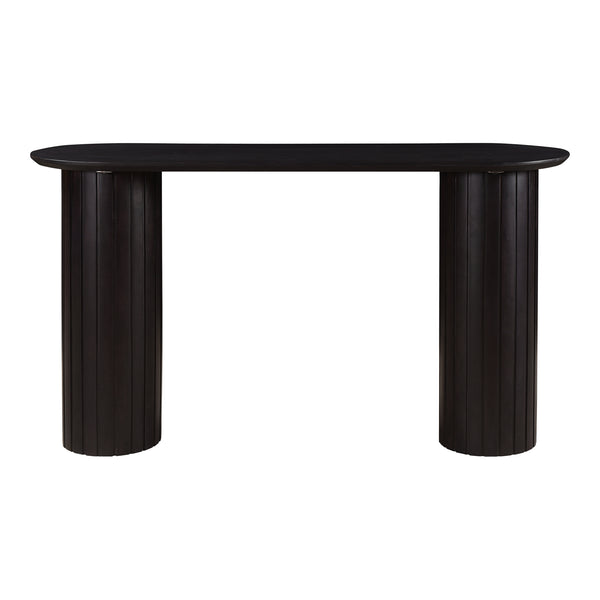 Moe's Home Povera Console Table – Elegant Solid Acacia Wood With Ribbed Pillars For Your Entryway Or Living Room Black Solid Acacia Wood Jd-1052-02-0