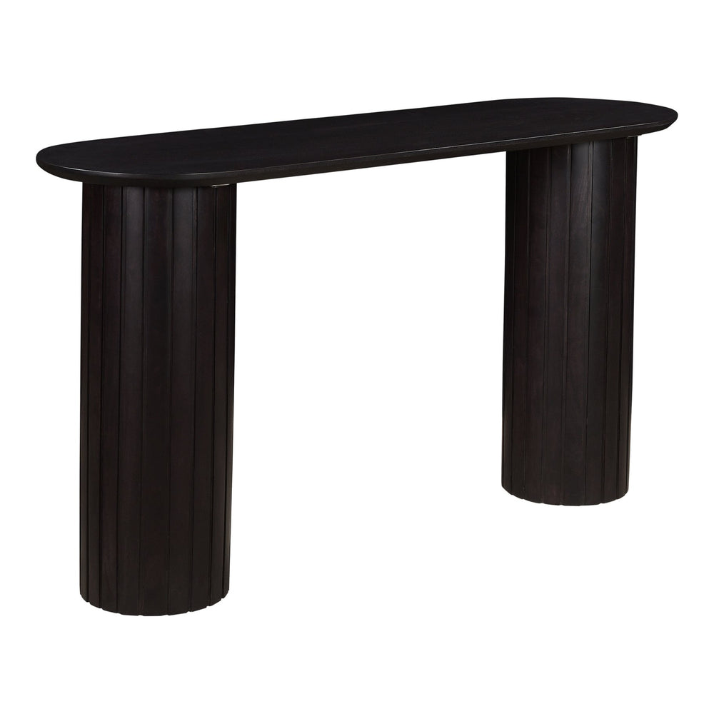 Moe's Home Povera Console Table – Elegant Solid Acacia Wood With Ribbed Pillars For Your Entryway Or Living Room Black Solid Acacia Wood Jd-1052-02-0