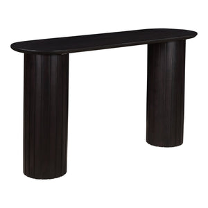 Moe's Home Povera Console Table – Elegant Solid Acacia Wood With Ribbed Pillars For Your Entryway Or Living Room Black Solid Acacia Wood Jd-1052-02-0