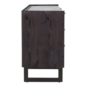 Moe's Home Paloma 6 Drawer Dresser With Stunning White Marble Top And Unique Solid Mango Wood Craftsmanship Grey Solid Mango Wood,White Banswara Marble Top Jd-1057-07-0