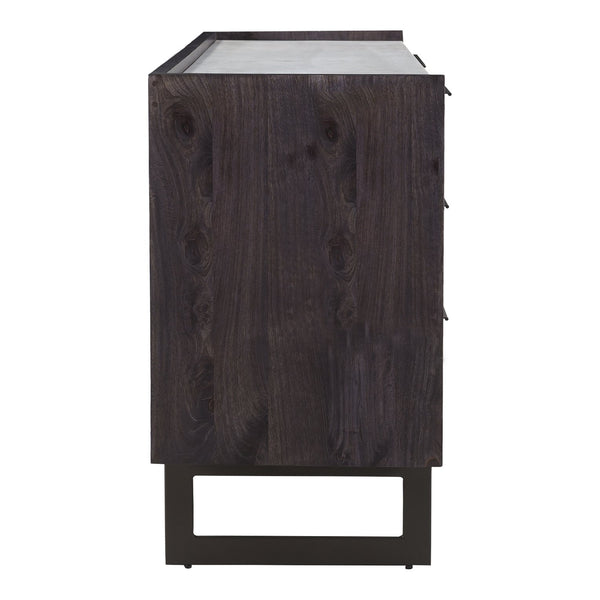 Moe's Home Paloma 6 Drawer Dresser With Stunning White Marble Top And Unique Solid Mango Wood Craftsmanship Grey Solid Mango Wood,White Banswara Marble Top Jd-1057-07-0