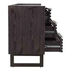 Moe's Home Paloma 6 Drawer Dresser With Stunning White Marble Top And Unique Solid Mango Wood Craftsmanship Grey Solid Mango Wood,White Banswara Marble Top Jd-1057-07-0