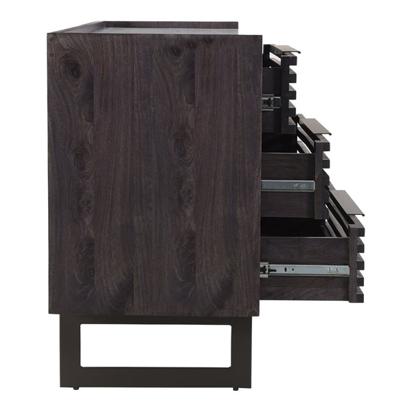 Moe's Home Paloma 6 Drawer Dresser With Stunning White Marble Top And Unique Solid Mango Wood Craftsmanship Grey Solid Mango Wood,White Banswara Marble Top Jd-1057-07-0