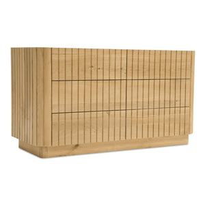 Moe's Home Povera 6-drawer Dresser - Elegant Oak Design With Soft Close Drawers For Stylish Bedroom Storage Natural Solid Oak 
Doors And Side Panels,Oak Veneer Over Mdf Dresser Jd-1062-24