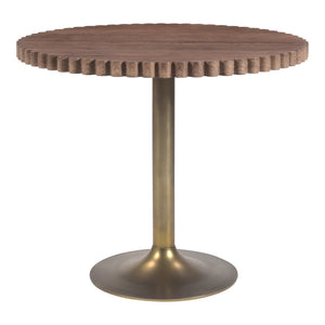 Moe's Home Nomi Cafe Table With Wave Detailing And Antiqued-brass Base – Stylish, Unique Design For Any Space Brown Solid Oak Top,Antiqued,Brass Iron
Base Jd-1066-03-0