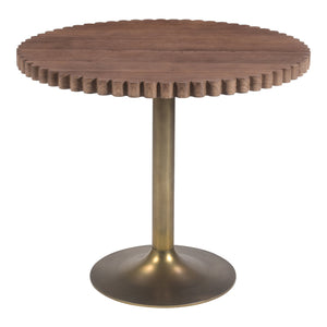Moe's Home Nomi Cafe Table With Wave Detailing And Antiqued-brass Base – Stylish, Unique Design For Any Space Brown Solid Oak Top,Antiqued,Brass Iron
Base Jd-1066-03-0