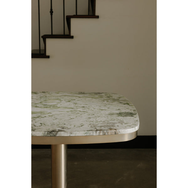 Moe's Home Celeste Cafe Table With Elegant Onyx Marble Top And Chic Antiqued-brass Iron Base For Modern Homes Green Marble Top,Antiqued,Brass Iron Base Jd-1067-16-0