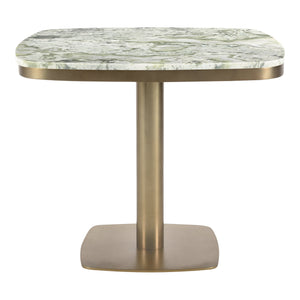 Moe's Home Celeste Cafe Table With Elegant Onyx Marble Top And Chic Antiqued-brass Iron Base For Modern Homes Green Marble Top,Antiqued,Brass Iron Base Jd-1067-16-0