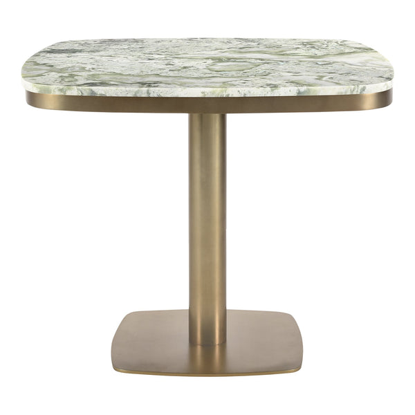 Moe's Home Celeste Cafe Table With Elegant Onyx Marble Top And Chic Antiqued-brass Iron Base For Modern Homes Green Marble Top,Antiqued,Brass Iron Base Jd-1067-16-0