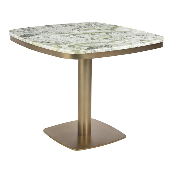 Moe's Home Celeste Cafe Table With Elegant Onyx Marble Top And Chic Antiqued-brass Iron Base For Modern Homes Green Marble Top,Antiqued,Brass Iron Base Jd-1067-16-0