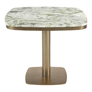 Moe's Home Celeste Cafe Table With Elegant Onyx Marble Top And Chic Antiqued-brass Iron Base For Modern Homes Green Marble Top,Antiqued,Brass Iron Base Jd-1067-16-0