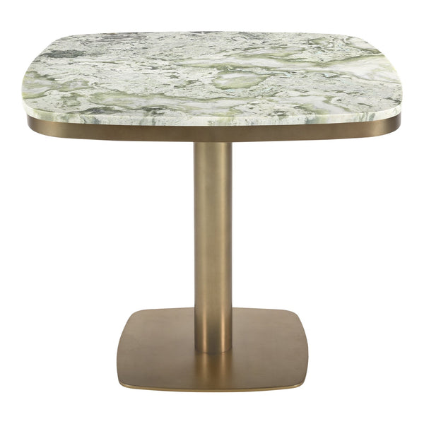 Moe's Home Celeste Cafe Table With Elegant Onyx Marble Top And Chic Antiqued-brass Iron Base For Modern Homes Green Marble Top,Antiqued,Brass Iron Base Jd-1067-16-0