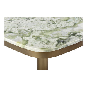 Moe's Home Celeste Cafe Table With Elegant Onyx Marble Top And Chic Antiqued-brass Iron Base For Modern Homes Green Marble Top,Antiqued,Brass Iron Base Jd-1067-16-0