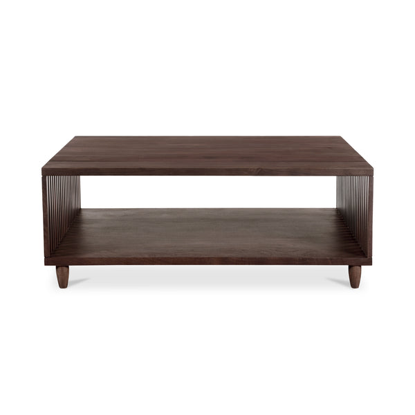 Moe's Home Rhys Coffee Table - Mid-century Modern Solid Acacia Design With Unique Slatted Wood Details Brown Solid Acacia Wood Jd-1068-03