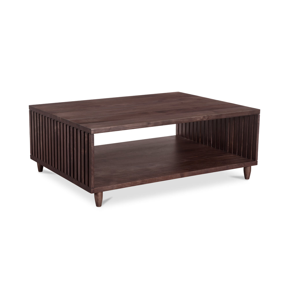 Moe's Home Rhys Coffee Table - Mid-century Modern Solid Acacia Design With Unique Slatted Wood Details Brown Solid Acacia Wood Jd-1068-03