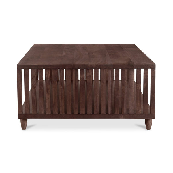 Moe's Home Rhys Coffee Table - Mid-century Modern Solid Acacia Design With Unique Slatted Wood Details Brown Solid Acacia Wood Jd-1068-03