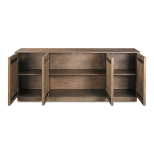 Moe's Home Bowen Sideboard - Minimalist Solid Mango Wood Storage With Adjustable Shelves For Modern Spaces Brown Solid Mango Wood,Mango Veneer Over Mdf Back Jd-1071-03