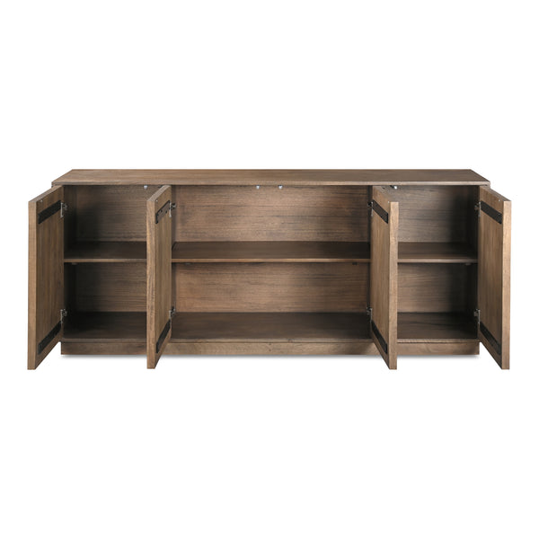 Moe's Home Bowen Sideboard - Minimalist Solid Mango Wood Storage With Adjustable Shelves For Modern Spaces Brown Solid Mango Wood,Mango Veneer Over Mdf Back Jd-1071-03