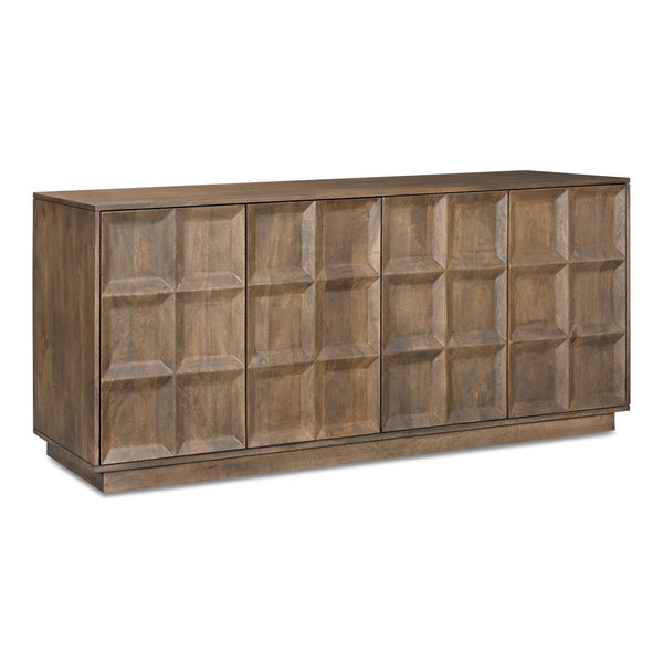 Moe's Home Bowen Sideboard - Minimalist Solid Mango Wood Storage With Adjustable Shelves For Modern Spaces Brown Solid Mango Wood,Mango Veneer Over Mdf Back Jd-1071-03