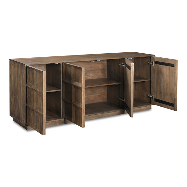Moe's Home Bowen Sideboard - Minimalist Solid Mango Wood Storage With Adjustable Shelves For Modern Spaces Brown Solid Mango Wood,Mango Veneer Over Mdf Back Jd-1071-03