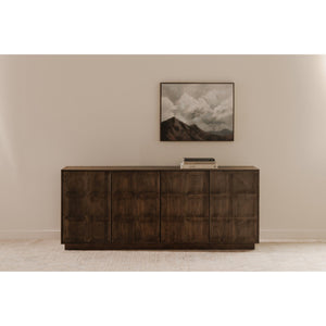 Moe's Home Bowen Sideboard - Minimalist Solid Mango Wood Storage With Adjustable Shelves For Modern Spaces Brown Solid Mango Wood,Mango Veneer Over Mdf Back Jd-1071-03