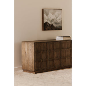 Moe's Home Bowen Sideboard - Minimalist Solid Mango Wood Storage With Adjustable Shelves For Modern Spaces Brown Solid Mango Wood,Mango Veneer Over Mdf Back Jd-1071-03