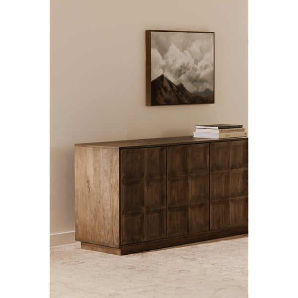 Moe's Home Bowen Sideboard - Minimalist Solid Mango Wood Storage With Adjustable Shelves For Modern Spaces Brown Solid Mango Wood,Mango Veneer Over Mdf Back Jd-1071-03