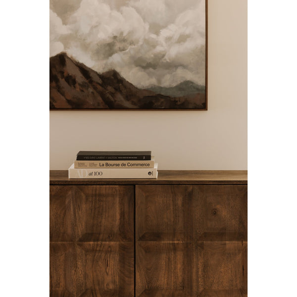 Moe's Home Bowen Sideboard - Minimalist Solid Mango Wood Storage With Adjustable Shelves For Modern Spaces Brown Solid Mango Wood,Mango Veneer Over Mdf Back Jd-1071-03