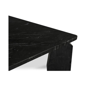 Moe's Home Satona Dining Table: Modern Elegance With Unique Marble Top And Acacia Wood Frame For 6 People Black Black Marble Tabletop,Acacia Wood Base Jd-1072-02-0
