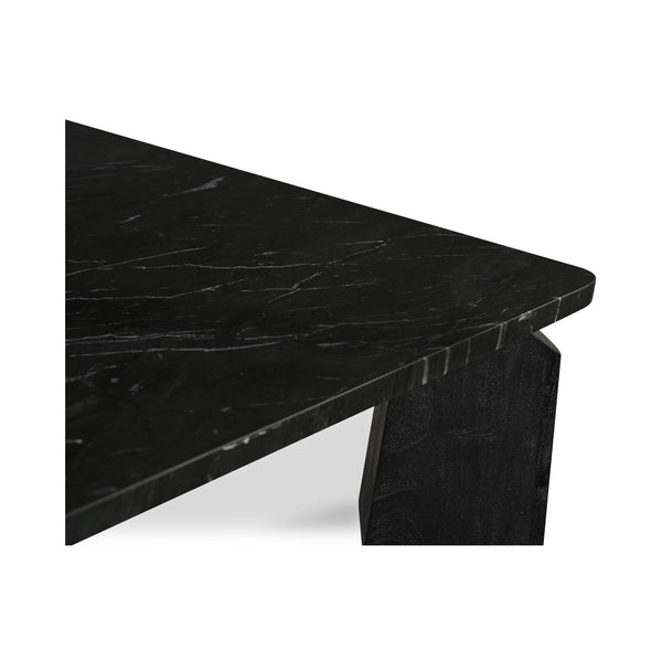 Moe's Home Satona Dining Table: Modern Elegance With Unique Marble Top And Acacia Wood Frame For 6 People Black Black Marble Tabletop,Acacia Wood Base Jd-1072-02-0