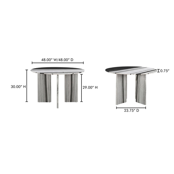 Moe's Home Celia Round Dining Table In Elegant White Panda Marble With Geometric Base For Timeless Style Multicolor Panda White Marble,Mdf
Support Underneath Tabletop Jd-1076-37-0