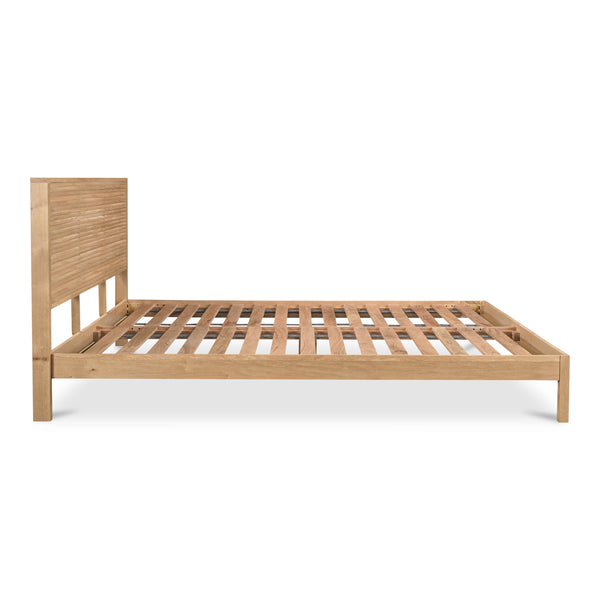 Moe's Home Teeda Bed: Exquisite Solid Oak Design With Shutter-like Headboard For A Tropical Inspired Retreat Natural Solid Oak,Acacia Wood Slats & Center Support Jd-1078-24-0