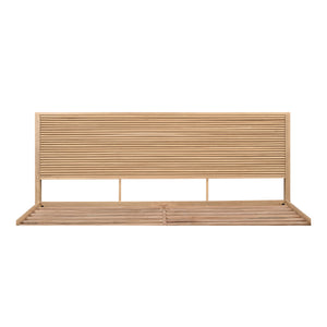 Moe's Home Teeda Bed: Exquisite Solid Oak Design With Shutter-like Headboard For A Tropical Inspired Retreat Natural Solid Oak,Acacia Wood Slats & Center Support Jd-1078-24-0